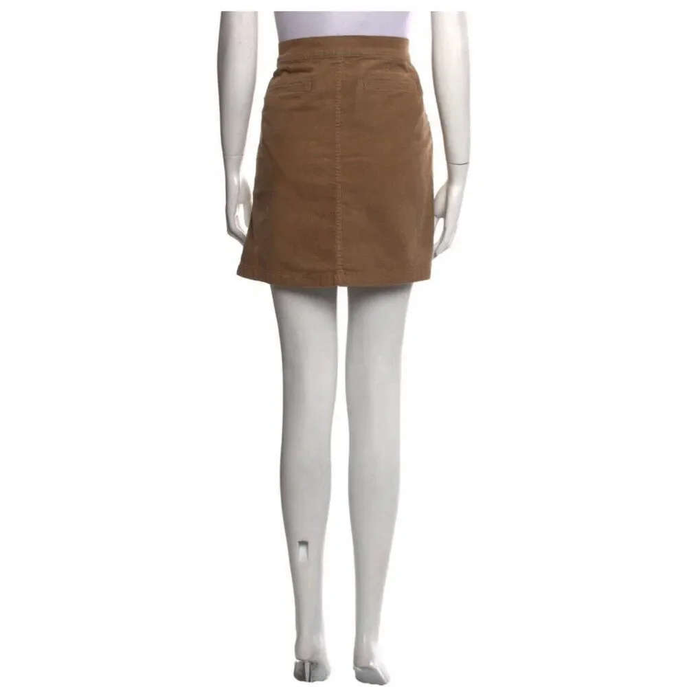 Tory Burch New Authentic Luciano Beach Wood Brown Corduroy Mini Skirt 0 Xxs Xs